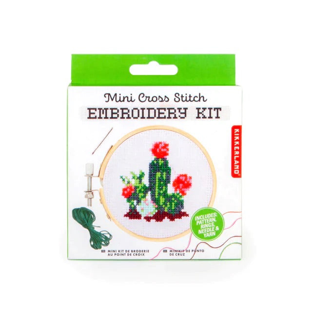 Mini Cross Stitch Embroidery Kit: Cactus
