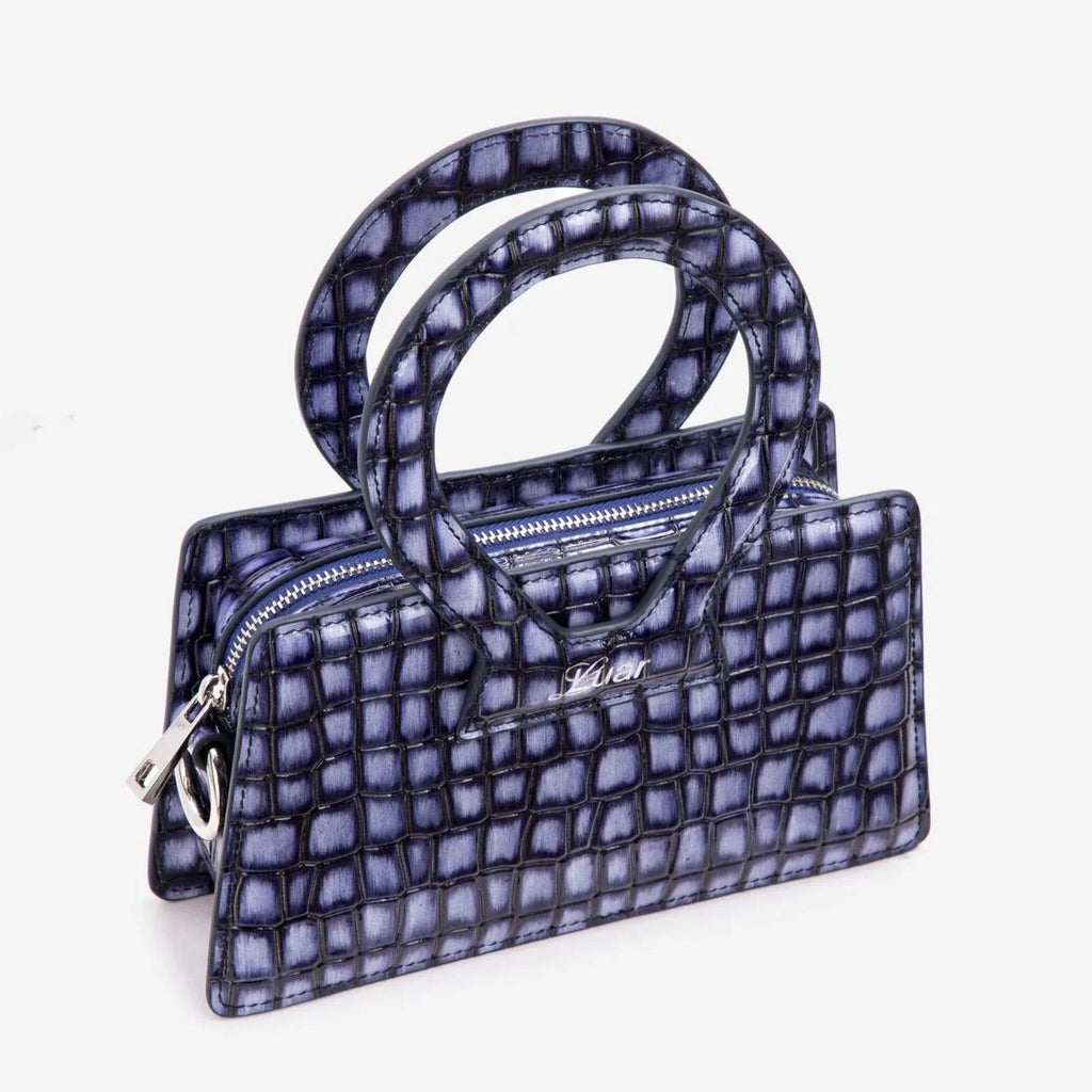 Blue and White Embossed Small Ana Bag