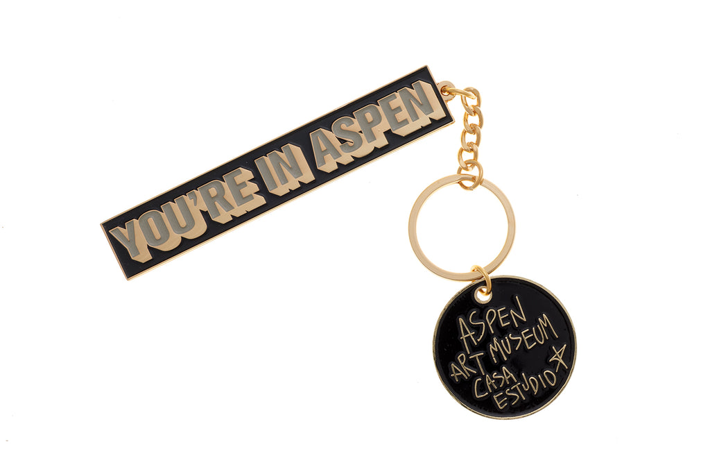 YOU'RE IN ASPEN Metal Key Chain and Love Charm by Giles Round, souvenir keychain aspen